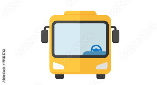 Front view of a yellow school bus icon design.