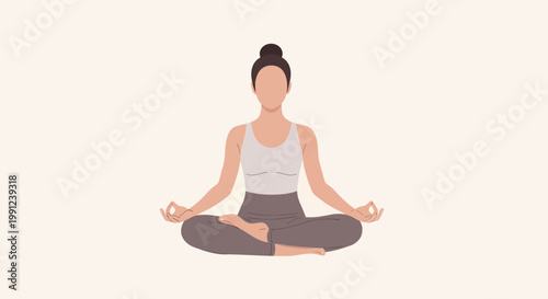 Meditative Woman Practicing Yoga in Lotus Pose, Promoting Inner Peace and Wellness