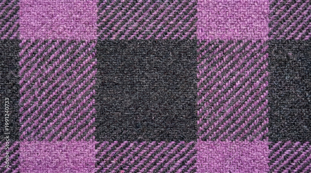 Fototapeta premium Purple and black plaid fabric texture