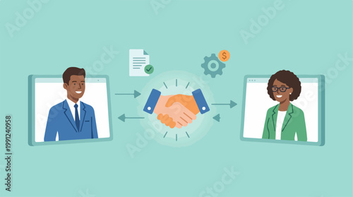 Business people shaking hands agreement.