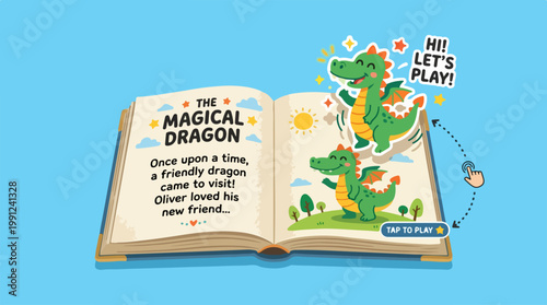 Colorful dragon from a childrens book.