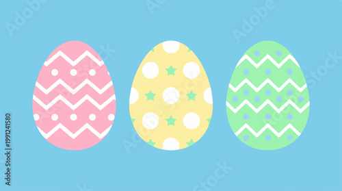 Colorful Easter eggs in patterns.