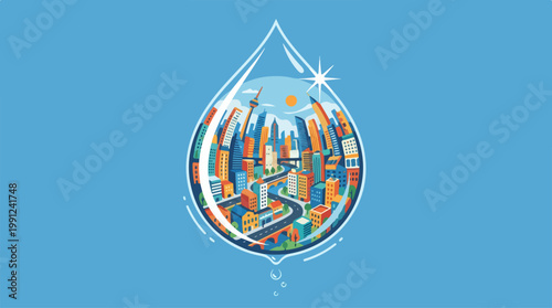 Colorful Teardrop Shaped Globe Icon.