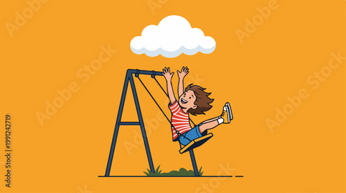 Girl swinging on a swing set.
