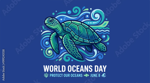 Green sea turtle swimming ocean waters.