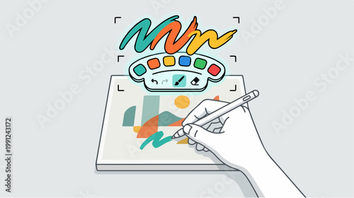 Hand holding a digital paintbrush.