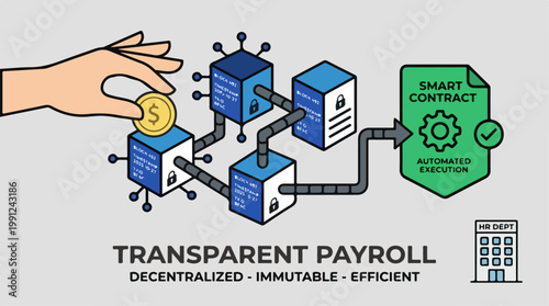 Hand holding coin near smart contract.