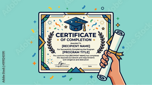 Hand Holding Diploma Certificate Document.