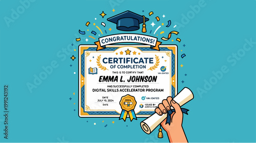 Hand holding diploma certificate tightly.