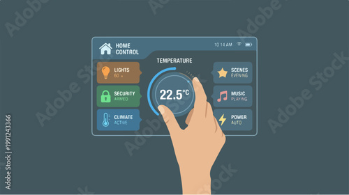 Hand interacting with smart home control.