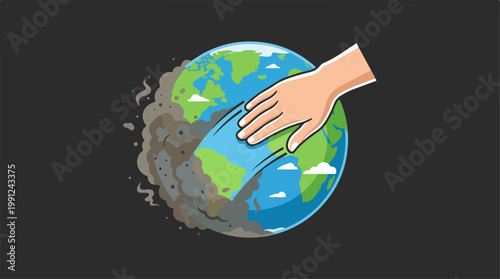 Hand Protecting the Earth Globe.