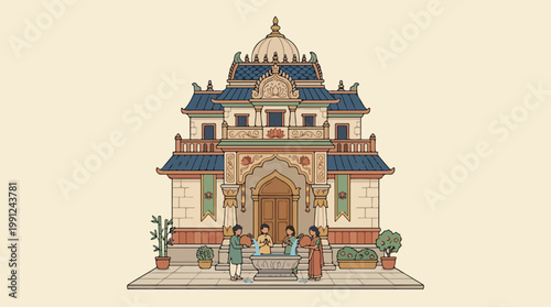 Intricate Hindu Temple Architecture Design.