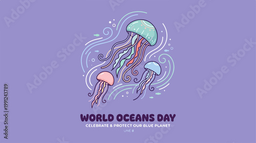 Jellyfish swimming in ocean water column.