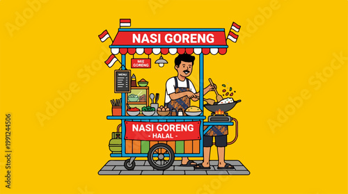 Nasi Goreng Food Cart Vendor.