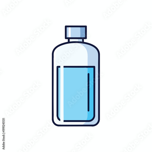 A vector illustration of a simple blue liquid plastic bottle.