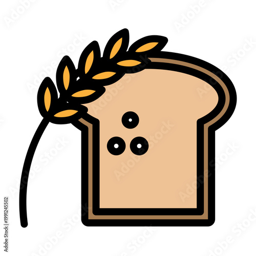 Whole Grain Toast Vector Filled Icon Design