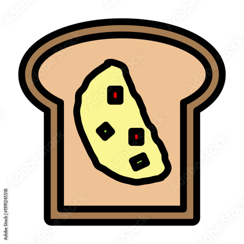 Toast with Omelette Vector Filled Icon Design
