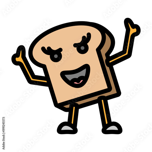 Toast Character Vector Filled Icon Design