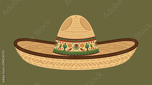 Traditional Mexican Straw Sombrero Hat.