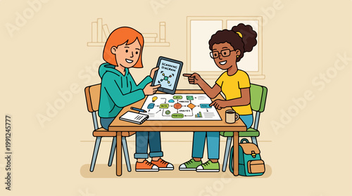 Two girls playing board game together.