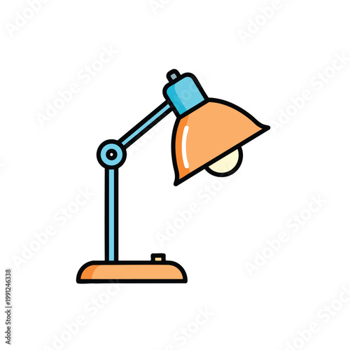 Minimalist flat vector icon of a desk lamp for workspace and home office.