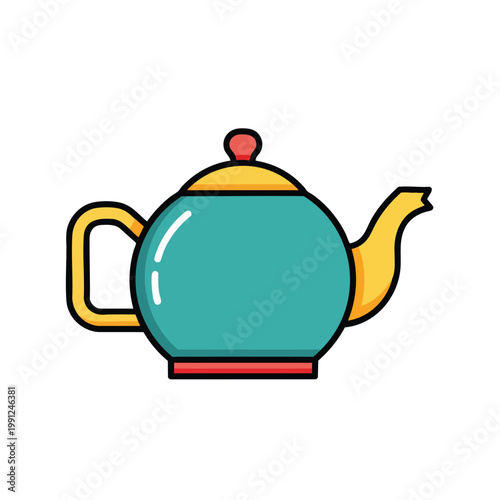 Colorful Vector Illustration of a Classic Tea Kettle.