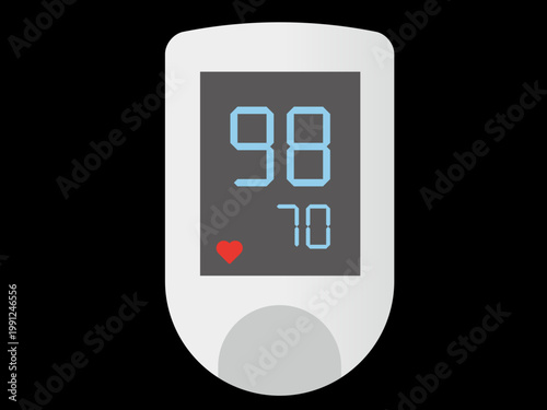 Modern Digital Oximeter Icon on Black Background: Stylish Vector Graphic for Medical Technology and Vital Signs Monitoring