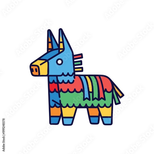 Colorful donkey pinata vector illustration for festive celebration.