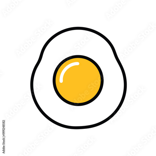 Minimalist vector illustration of a fried egg on a white background.