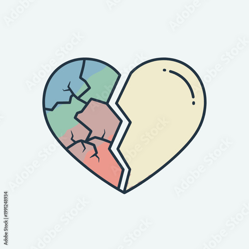 Broken Heart Symbol Illustrating Emotional Pain and Sadness.