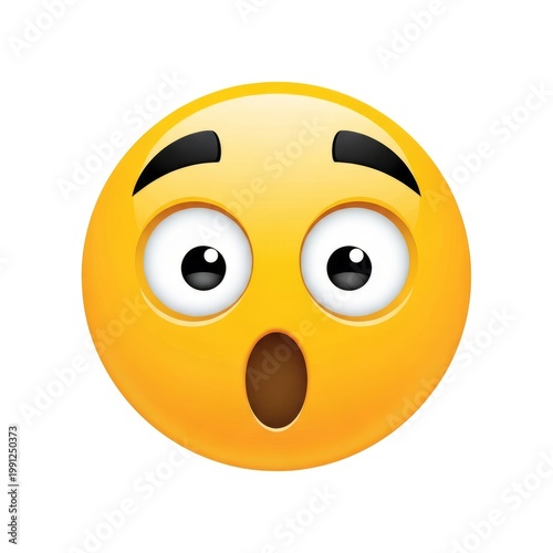 Shocked face flat vector illustration isolated on white background. Expressive emoji with surprise reaction suitable for social media, messaging, and emotional design.