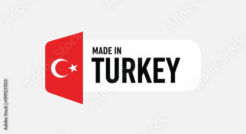 Made in Turkey label with flag symbol for product origin identification