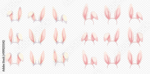 Set of realistic 3D bunny ears headbands for Easter costumes and party accessories.