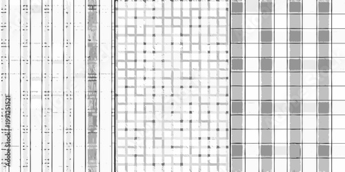 Abstract grayscale image featuring woven and grid like patterns