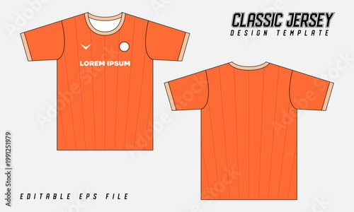 Sports jersey design classic with stripe pattern background mockup template