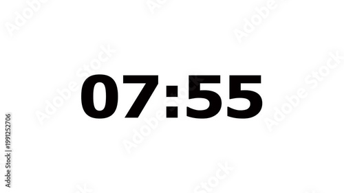 8 minutes countdown, 8 minute timer countdown animation, eight  minute countdown timer on white background.