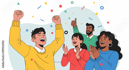 Diverse Group Celebrating Happy Times Together.