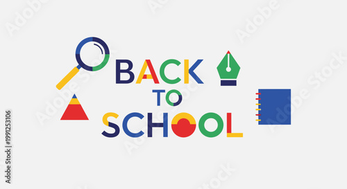 Back to School: Education, Learning, Supplies, Magnifying Glass, Pen, Notebook