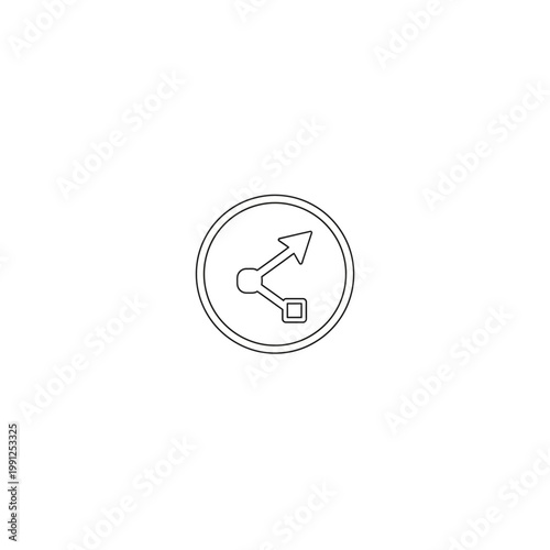 Share icon with outgoing arrow in circle connection transfer communication