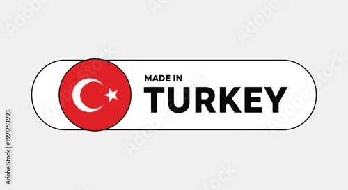 Made in Turkey label with flag for product branding and identification