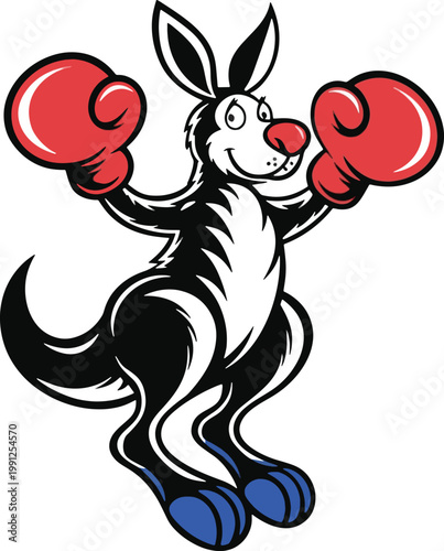 cute kangaro cartoon boxing player