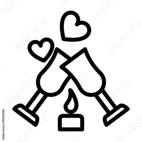 Candlelight Dinner Vector Line Icon Design