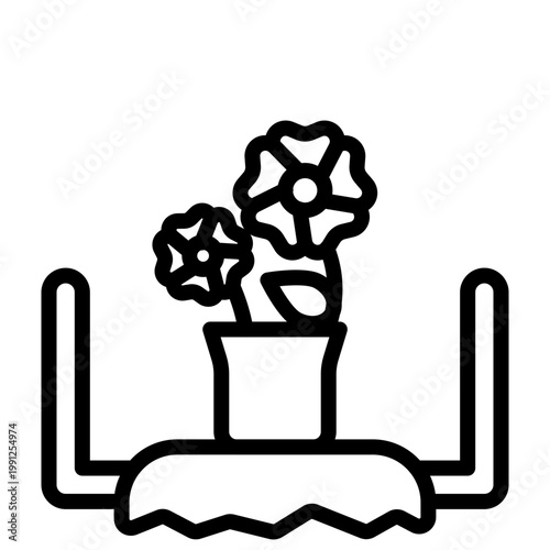 Romantic Table Vector Line Icon Design