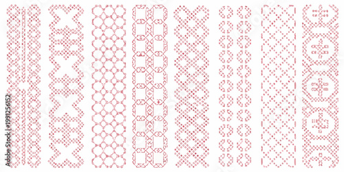 Foto Red geometric patterns resembling chains and interconnected links
