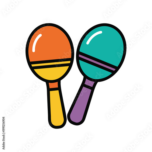 Colorful cartoon maracas musical instrument illustration.