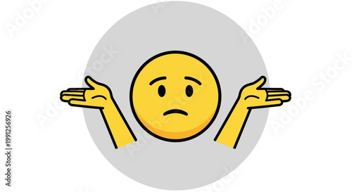 Confused Emoji Shrugging with Open Hands.