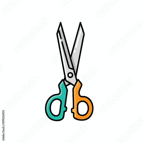 Colorful metal office scissors isolated on white background.