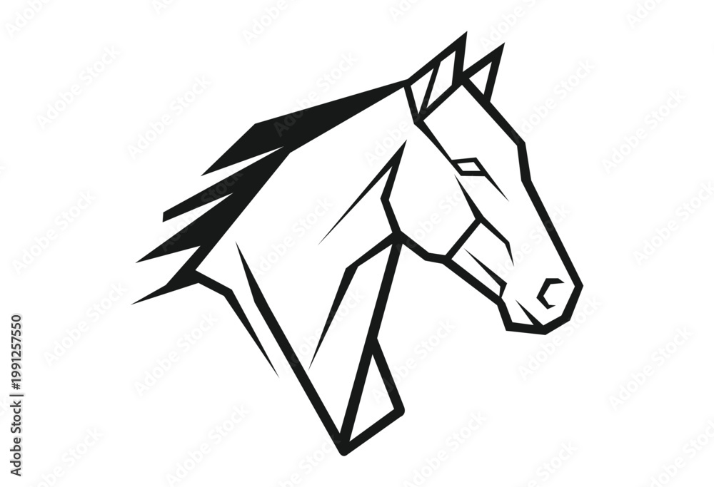 Obraz premium Geometric horse head silhouette, abstract modern design. Vector illustration of a horse head on white background.