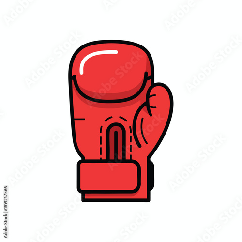 A vibrant red boxing glove illustration isolated on white background.