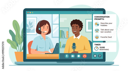 Video Conference Call with Two Diverse Participants.